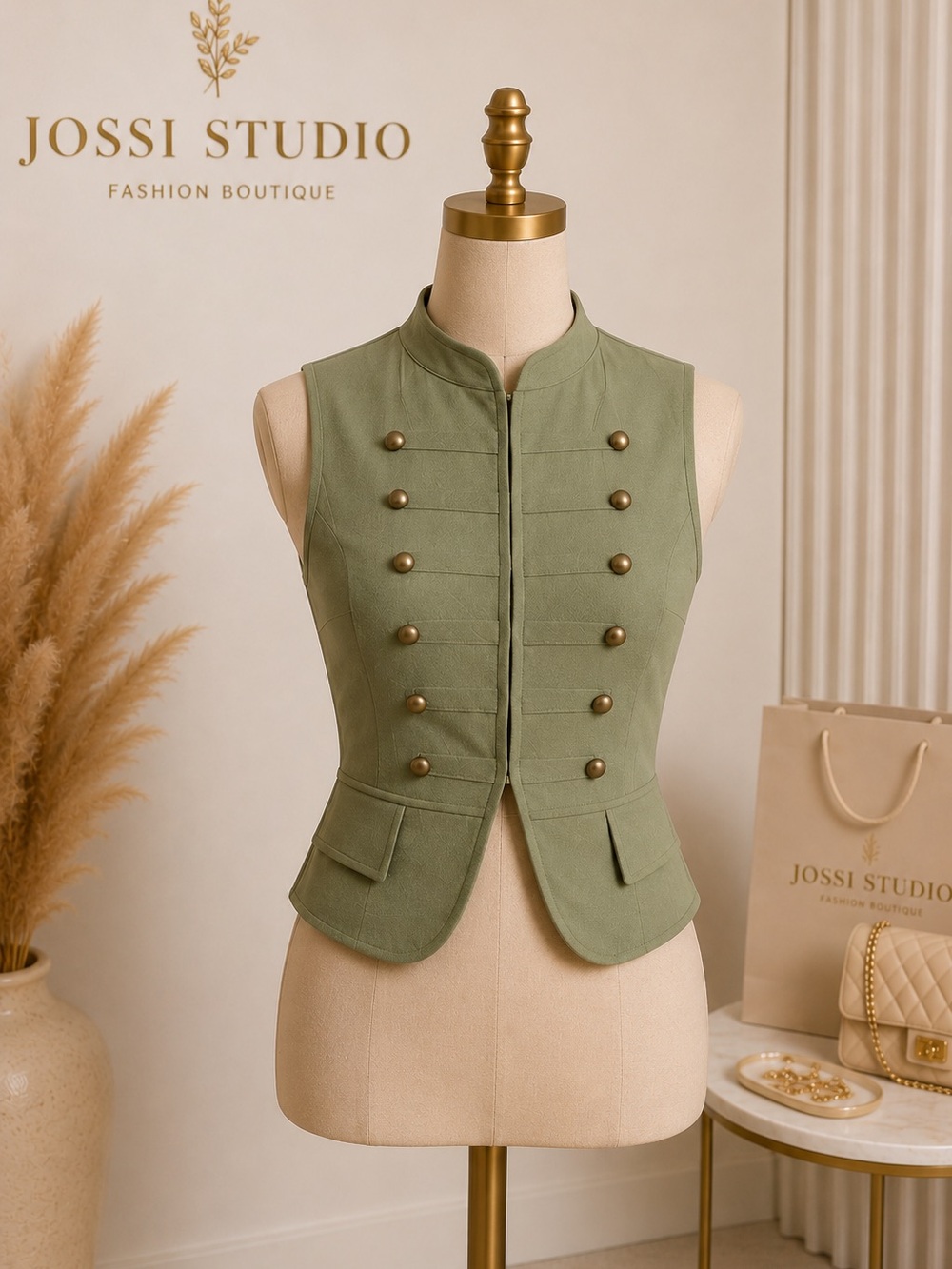 Women's Military-Inspired Olive Green Vest